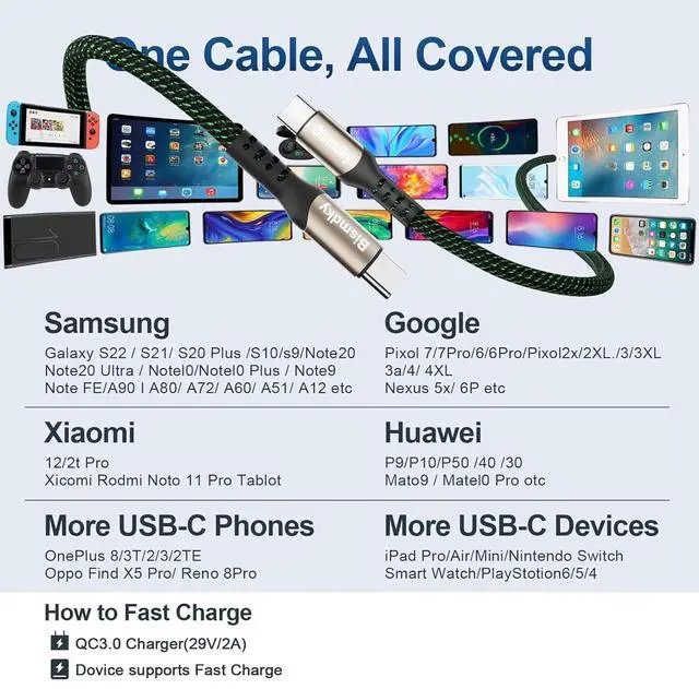 Alt view image 5 of 7 - 2Pack 4FT Multi Charging Cable USB C Splitter Cable4 in 1 Fast Charging QC3.0 Nylon Braided Charging Cord with 4 Type-C Cable for iPhone 16/15 Pro Max/Android and Tablets (USB C Splitter Cable)