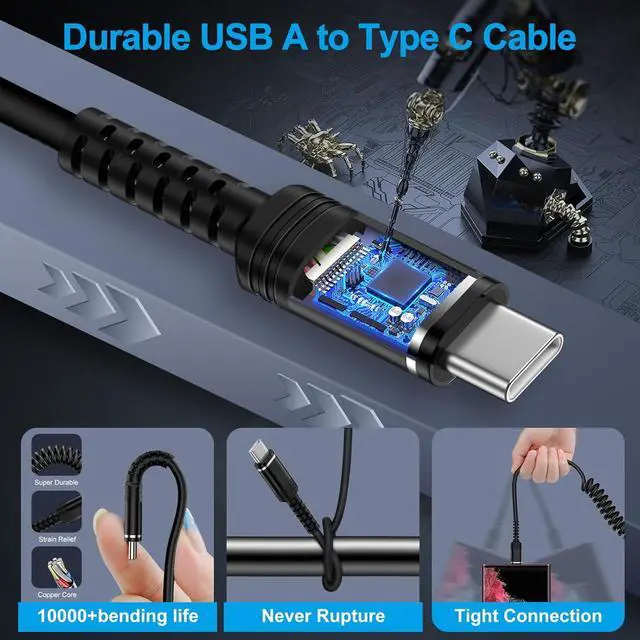 Alt view image 5 of 7 - USB C Android Auto Carplay Cable Fast Charging for iPhone 16e/16 Pro Max/15 Pro/15 Plus 2 Pack 3ft Retractable Type C Car Charger Cord for  Galaxy S25 A16 A25 A35 A15 A54 A14 S24 S23 A53 A13