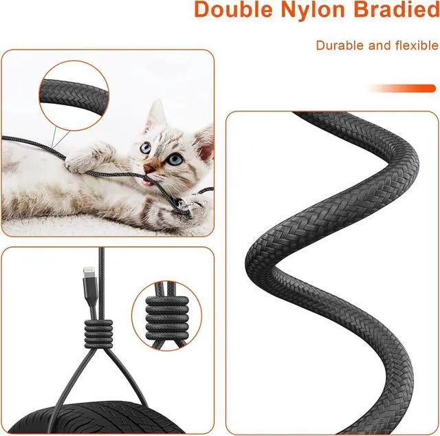 Alt view image 5 of 7 - for iPhone Charger Extension Cord [ MFi Certified] Nylon Braided Lightning Extender Dock Cable Male to Female Adapter 3.3FT for iPhone 14 Pro 13 Pro 12 11 X XR 8 7 6 Pass Video Data Audio