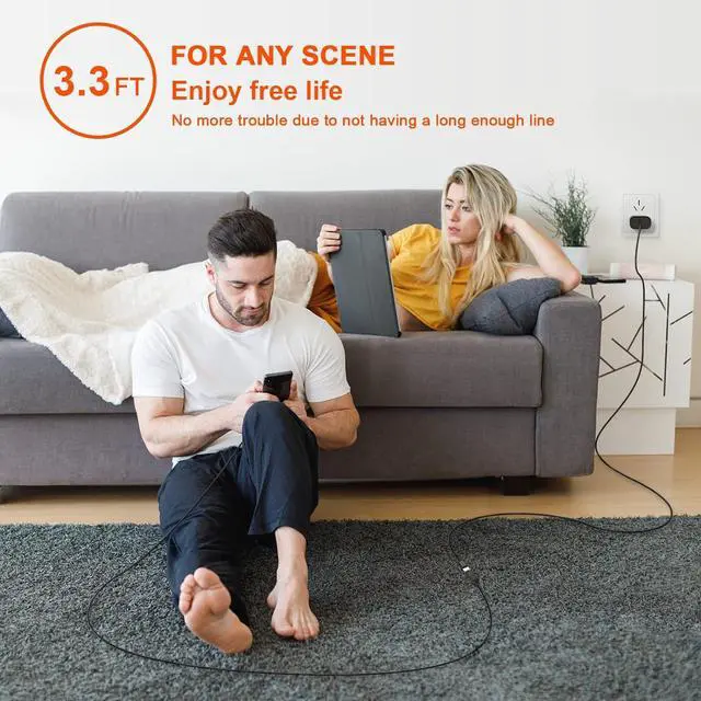 Alt view image 7 of 7 - for iPhone Charger Extension Cord [ MFi Certified] Nylon Braided Lightning Extender Dock Cable Male to Female Adapter 3.3FT for iPhone 14 Pro 13 Pro 12 11 X XR 8 7 6 Pass Video Data Audio