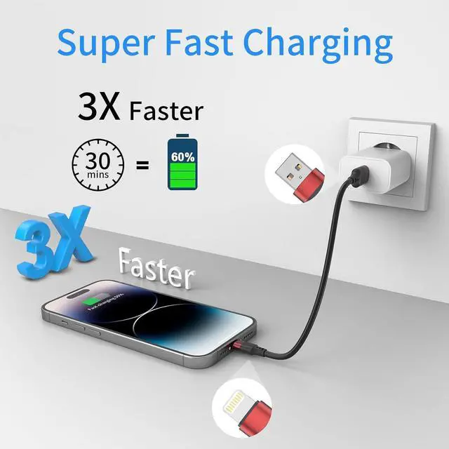 Alt view image 3 of 7 - 6 inch Short Lightning Cable Bulk 10Pack [MFi Certified] Multipack 0.5ft iPhone Charge Cable Short USB to Lightning Cord for Charging Stations iPhone 14 13 12 11 Pro Max 8 7 6 iPod iPad