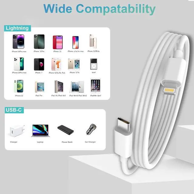 Alt view image 5 of 7 - USB C to Lightning Cable 3.3FT 2Pack iPhone Charger Fast Charging iPhone Charger Cord Compatible with iPhone 14 13 12 11 Pro Max XR XS X 8 7 Plus SE iPad and More