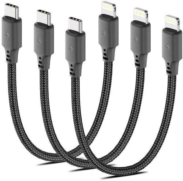Main image of 6 inch Short USB C to Lightning Cable 3Pack [MFi Certified] Braided Type C to Lightning Cable PD Fast Charging 0.5FT USB C iPhone Charger Cord for iPhone 14/13/12/11Pro/X/XR/8/7/6s/Plus/SE/iPad