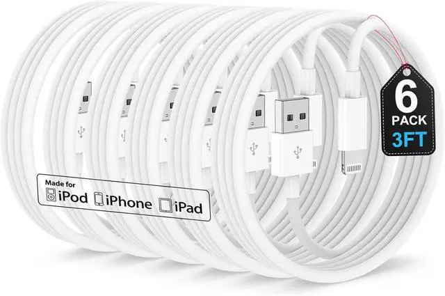 Main image of 6Pack iPhone Car Charger Cord 3FT[ MFi Certified] USB A to Lightning Cable Original  Carplay Charging Cord 3 Feet USB Charging Cable 3 Feet for iPhone 14/13/12/11 Pro Max/XS/XR/X/8/7Plus