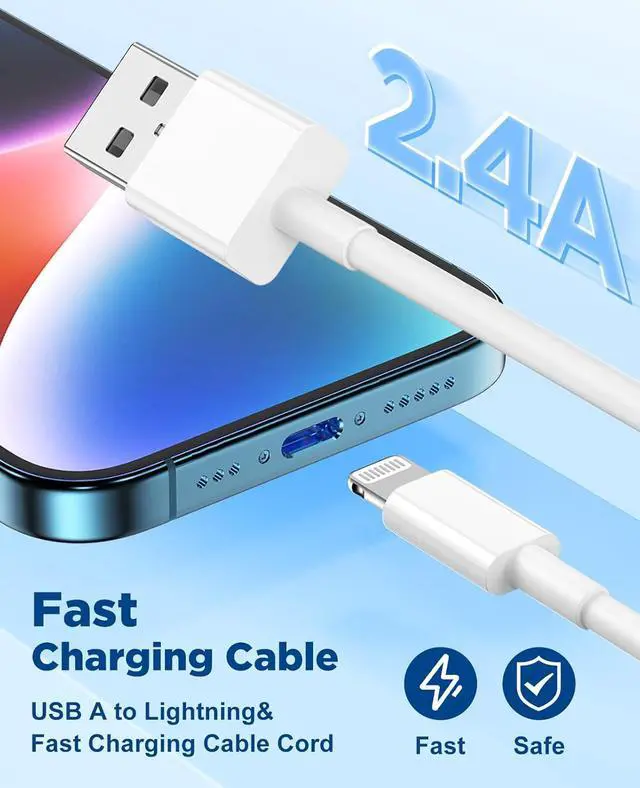 Alt view image 2 of 6 - 6Pack iPhone Car Charger Cord 3FT[ MFi Certified] USB A to Lightning Cable Original  Carplay Charging Cord 3 Feet USB Charging Cable 3 Feet for iPhone 14/13/12/11 Pro Max/XS/XR/X/8/7Plus