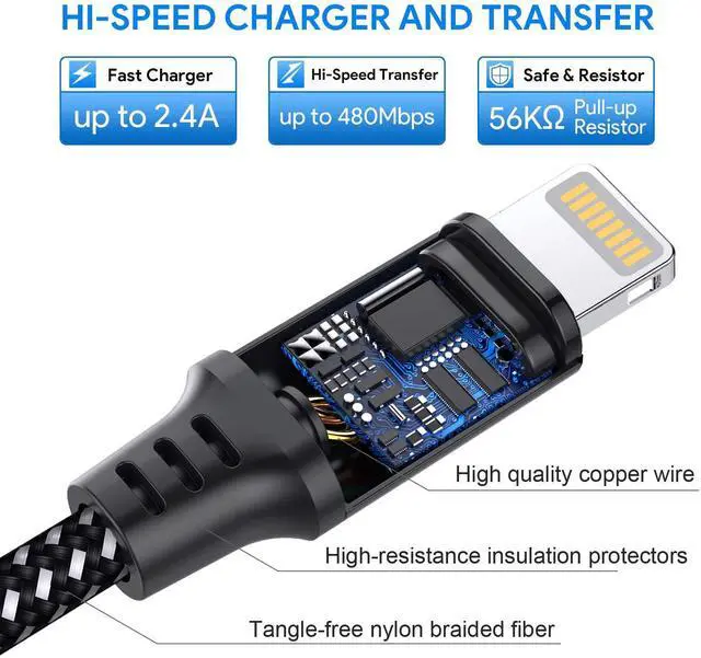 Alt view image 5 of 7 - iPhone Charger Cable 4pack 3ft/1m Lightning Cable Nylon Braided MFi Certified iPhone Cable USB Sync Cord Fast iPhone Charging Cable for iPhone Xs Max X XR 8 7 6s 6 iPad Mini/Air iPod