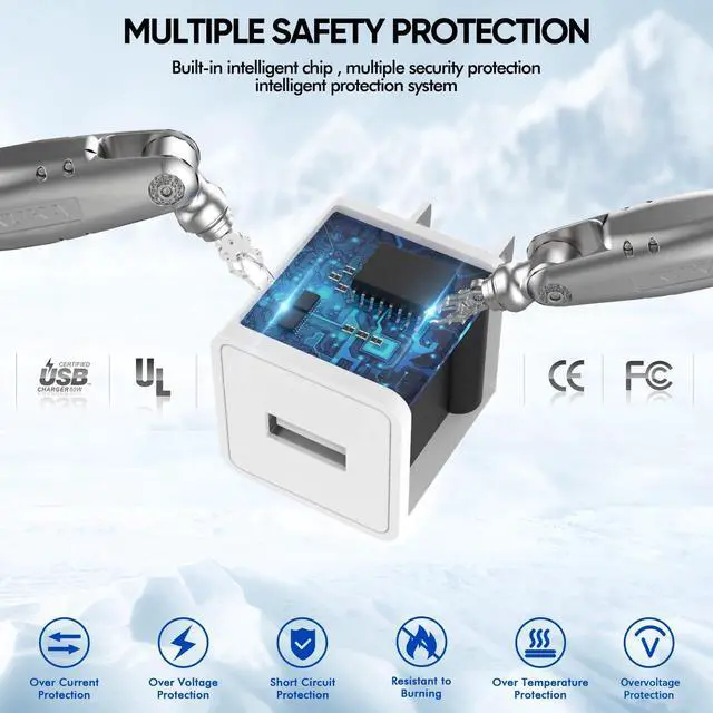 Alt view image 3 of 7 - iPhone Charger [ MFi Certified]  Charger Cord 2Pcak 6FT Lightning Cable Fast Charging with Wall Charger Block Travel Plug Brick Adapter for iPhone 14/13/12/11/XS/XR/SE/7/8/8 Plus/AirPods