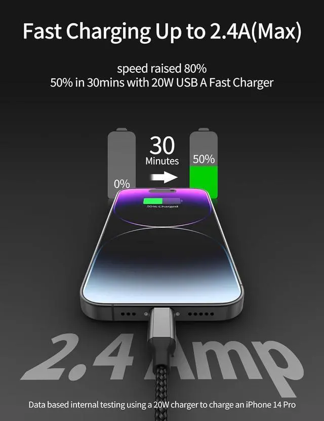 Alt view image 2 of 7 - 1.5ft Lightning Cable Short 3 Pack iPhone Charger Fast Charging for Car [MFi Certified] 1.5 Foot Braided  Carplay Cord for iPhone 14 13 12 11 Pro Max Mini XR XS X 8 7 Plus SE iPad Airpods