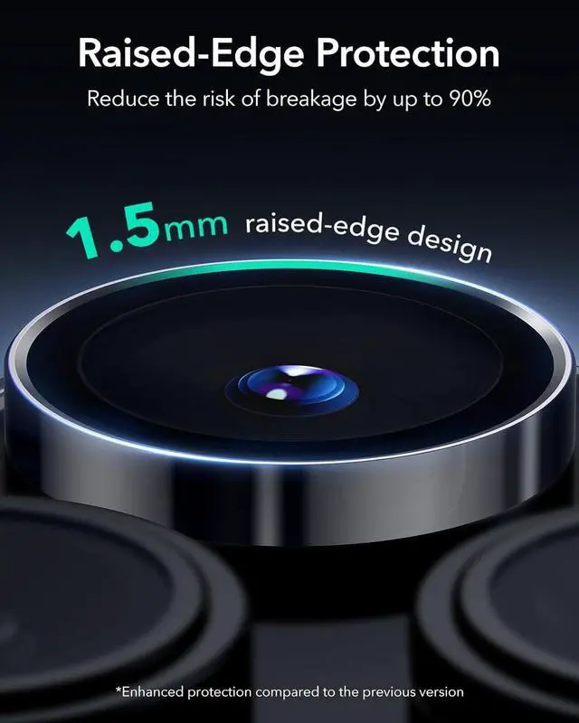 Alt view image 3 of 7 - Camera Lens Protector for iPhone 16 Pro Max/16 Pro/15 Pro Max/15 Pro/14 Pro Max/14 Pro Ultra-tough HD Individual Lens Protectors Scratch Resistant Ultra-thin Tempered Glass 1 Pack Black