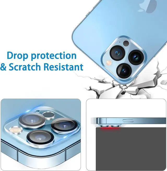 Alt view image 5 of 7 - 3 Pack Tempered Glass Camera Lens Protector for iPhone 13 Pro 6.1 & iPhone 13 Pro Max 6.7 Ultra HD 9H Hardness Anti-Scratch Case Friendly Easy to Install [No Affect on Night Shots]