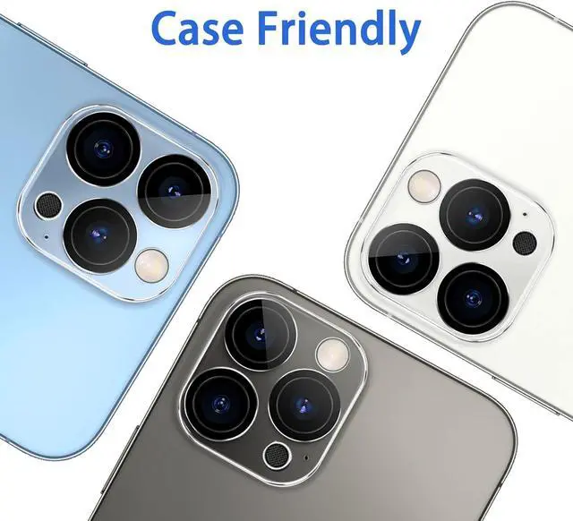 Alt view image 7 of 7 - 3 Pack Tempered Glass Camera Lens Protector for iPhone 13 Pro 6.1 & iPhone 13 Pro Max 6.7 Ultra HD 9H Hardness Anti-Scratch Case Friendly Easy to Install [No Affect on Night Shots]
