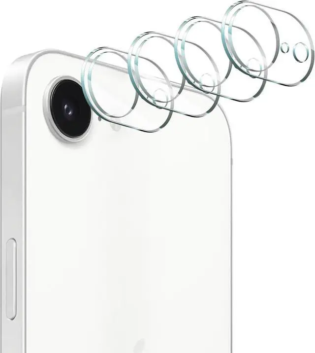 Main image of 4-Pack Camera Lens Protector for iPhone 16e 9H Tempered Glass Camera Cover Screen Protector Accessories HD Clarity Anti-scratch Bubble Free Case Friendly Shockproof Full Protective