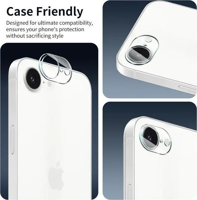 Alt view image 5 of 6 - 4-Pack Camera Lens Protector for iPhone 16e 9H Tempered Glass Camera Cover Screen Protector Accessories HD Clarity Anti-scratch Bubble Free Case Friendly Shockproof Full Protective