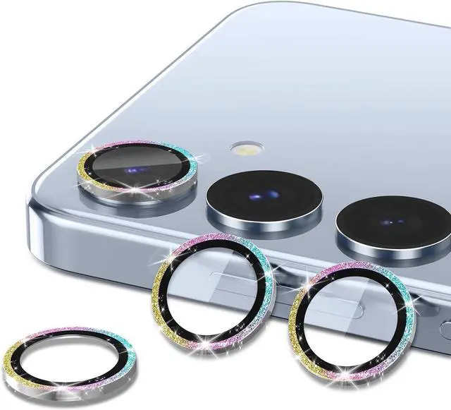 Alt view image 2 of 7 - for  Galaxy S25 Camera Lens Protector Individual Metal Ring Tempered Glass Lens Cover [Strong Adsorption] Scratch Resistant Ultra-Thin HD Clear Lens Cover 1 Set-Colorful Sparkly