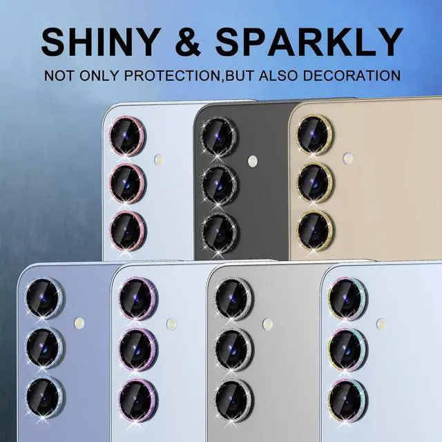Alt view image 7 of 7 - for  Galaxy S25 Camera Lens Protector Individual Metal Ring Tempered Glass Lens Cover [Strong Adsorption] Scratch Resistant Ultra-Thin HD Clear Lens Cover 1 Set-Colorful Sparkly