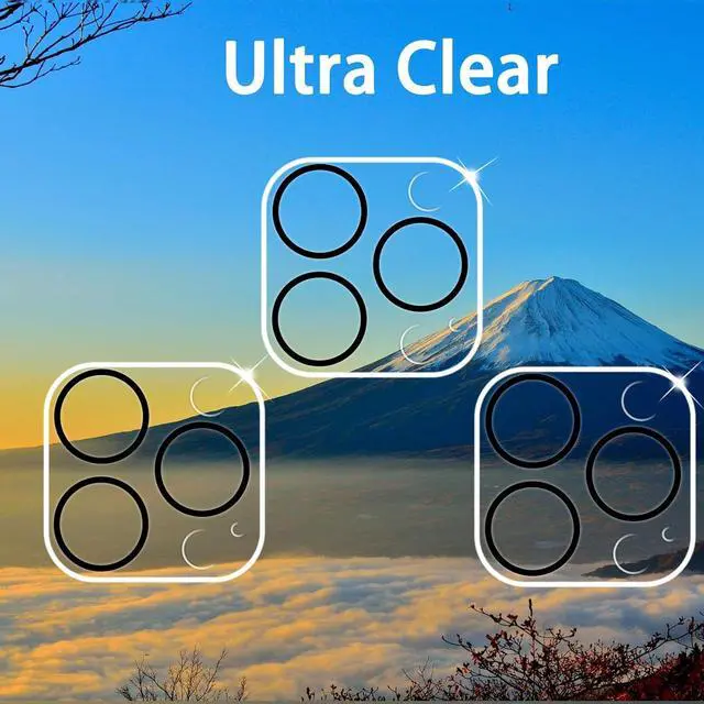 Alt view image 3 of 7 - 3 Pack Tempered Glass Camera Lens Protector for iPhone 13 Pro 6.1 & iPhone 13 Pro Max 6.7 Ultra HD 9H Hardness Anti-Scratch Case Friendly Easy to Install [No Affect on Night Shots]