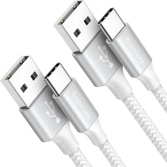 Main image of 2Pack 3FT USB A to USB C Cable for iPhone 16 16E 15 Type C Charger Cord Braided Fast Charging for iPhone 16 15 Pro Max/Pro/Plus iPad 10th/ 11 Gen iPad Pro 12.9 iPad Air 5th/ 4th White