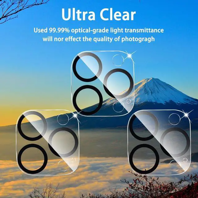 Alt view image 3 of 7 - 3 Pack Camera Lens Protector for iPhone 16 Pro 6.3 inch and 16 Pro Max 6.9 inch Tempered Glass Ultra HD 9H Hardness Anti-Scratch Case Friendly [No Affect on Night Shots]