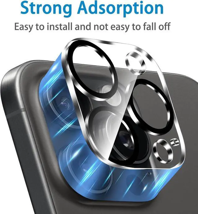 Alt view image 5 of 7 - 3 Pack Camera Lens Protector for iPhone 16 Pro 6.3 inch and 16 Pro Max 6.9 inch Tempered Glass Ultra HD 9H Hardness Anti-Scratch Case Friendly [No Affect on Night Shots]