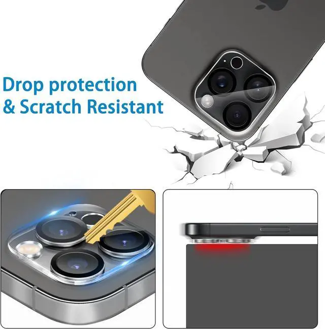 Alt view image 6 of 7 - 3 Pack Camera Lens Protector for iPhone 16 Pro 6.3 inch and 16 Pro Max 6.9 inch Tempered Glass Ultra HD 9H Hardness Anti-Scratch Case Friendly [No Affect on Night Shots]