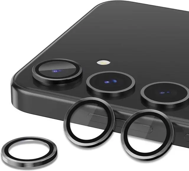Alt view image 2 of 7 - for  Galaxy S25 Camera Lens Protector Individual Metal Ring Tempered Glass Lens Cover [Strong Adsorption] Scratch Resistant Ultra-Thin HD Clear Lens Cover 1 Set-Black
