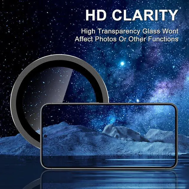 Alt view image 4 of 7 - for  Galaxy S25 Camera Lens Protector Individual Metal Ring Tempered Glass Lens Cover [Strong Adsorption] Scratch Resistant Ultra-Thin HD Clear Lens Cover 1 Set-Black