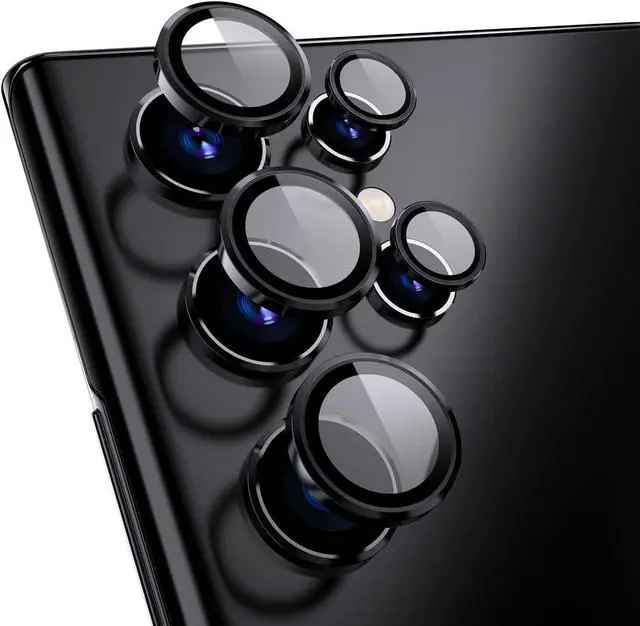 Main image of for  Galaxy S22 Ultra Camera Lens Protector Individual Lens Protectors with Alignment Fram Scratch Resistant HD Clear Camera Screen Protective Cover Case Friendly (Black)