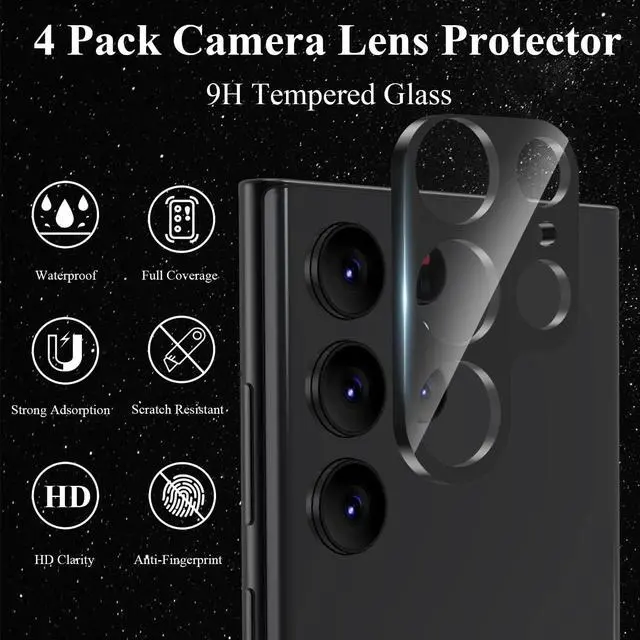 Alt view image 3 of 7 - 4 Pack Camera Lens Protector for Galaxy S22 Ultra 9H Tempered Glass Camera Screen Protector Compatible with  Galaxy S22 Ultra 5G Bubble Free Scratch-Resistant Case Friendly High Definition