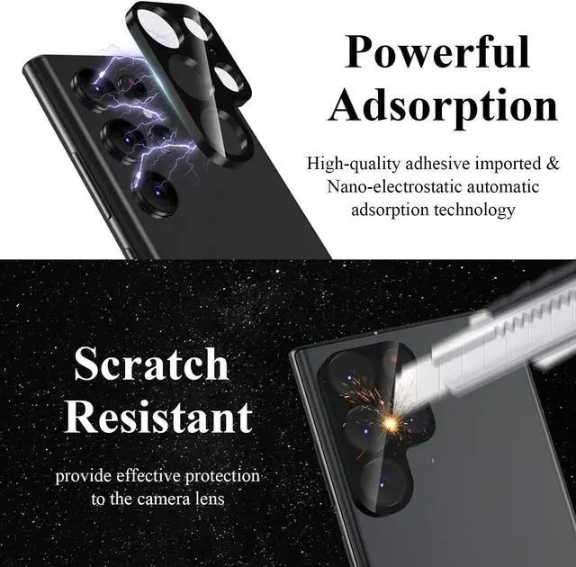 Alt view image 5 of 7 - 4 Pack Camera Lens Protector for Galaxy S22 Ultra 9H Tempered Glass Camera Screen Protector Compatible with  Galaxy S22 Ultra 5G Bubble Free Scratch-Resistant Case Friendly High Definition
