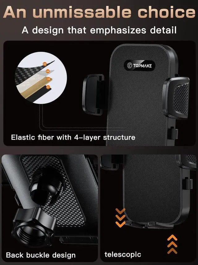 Alt view image 4 of 7 - Car Phone Holder Mount 2025 Upgrade 3-in-1 Cell Phone Holder for Car Dashboard Windshield Suction Cup Hands-Free Car Phone Stand Automobile Cradles Universal Black