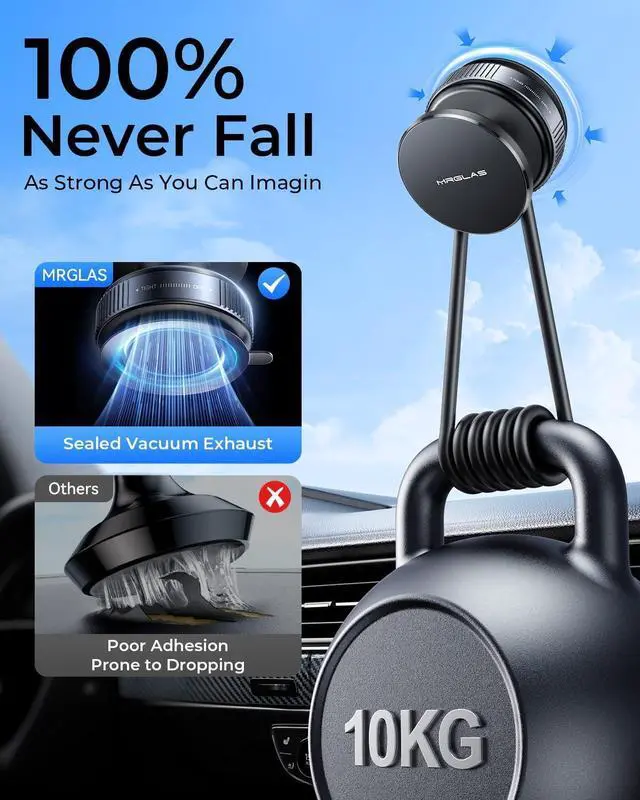Alt view image 2 of 7 - Upgraded 360 Adjustable Vacuum Magnetic Phone Holder Stand[Strongest Suction & Ultra Magnetic] Car Phone Mount for MagSafe Suction Cup Compatible with Car/Gym/Mirror/Smooth Surface