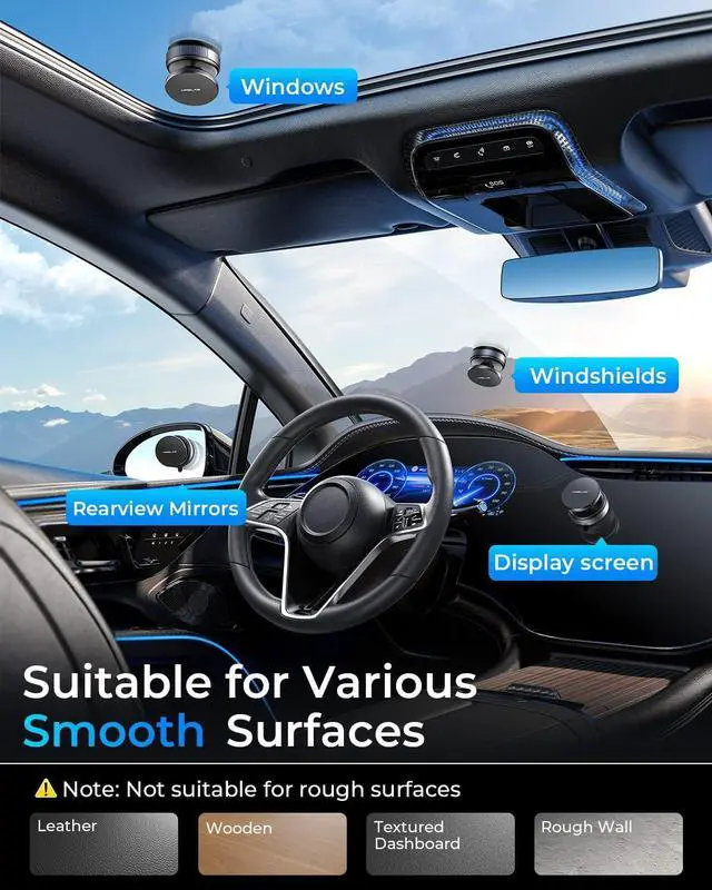 Alt view image 3 of 7 - Upgraded 360 Adjustable Vacuum Magnetic Phone Holder Stand[Strongest Suction & Ultra Magnetic] Car Phone Mount for MagSafe Suction Cup Compatible with Car/Gym/Mirror/Smooth Surface