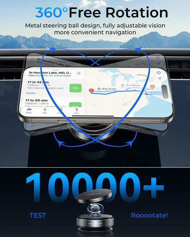 Alt view image 5 of 7 - Upgraded 360 Adjustable Vacuum Magnetic Phone Holder Stand[Strongest Suction & Ultra Magnetic] Car Phone Mount for MagSafe Suction Cup Compatible with Car/Gym/Mirror/Smooth Surface