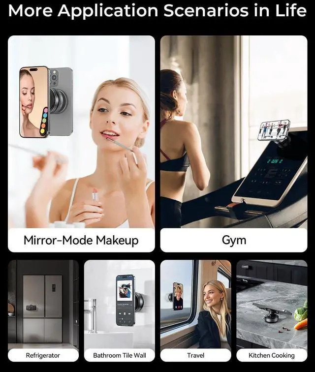 Alt view image 6 of 7 - Upgraded 360 Adjustable Vacuum Magnetic Phone Holder Stand[Strongest Suction & Ultra Magnetic] Car Phone Mount for MagSafe Suction Cup Compatible with Car/Gym/Mirror/Smooth Surface