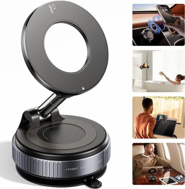 Main image of 2026 Upgraded Vacuum Magnetic Car Phone Holder 360° Reinforced 96LBS Ultra Suction Cup Phone Mount for MagSafe Cell Phone Holders for Your Car/Gym/Mirror Mount for iPhone & Android