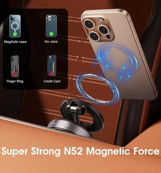 Alt view image 5 of 7 - 2026 Upgraded Vacuum Magnetic Car Phone Holder 360° Reinforced 96LBS Ultra Suction Cup Phone Mount for MagSafe Cell Phone Holders for Your Car/Gym/Mirror Mount for iPhone & Android