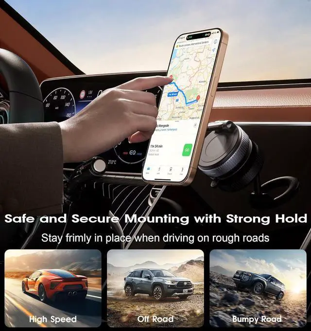 Alt view image 6 of 7 - 2026 Upgraded Vacuum Magnetic Car Phone Holder 360° Reinforced 96LBS Ultra Suction Cup Phone Mount for MagSafe Cell Phone Holders for Your Car/Gym/Mirror Mount for iPhone & Android