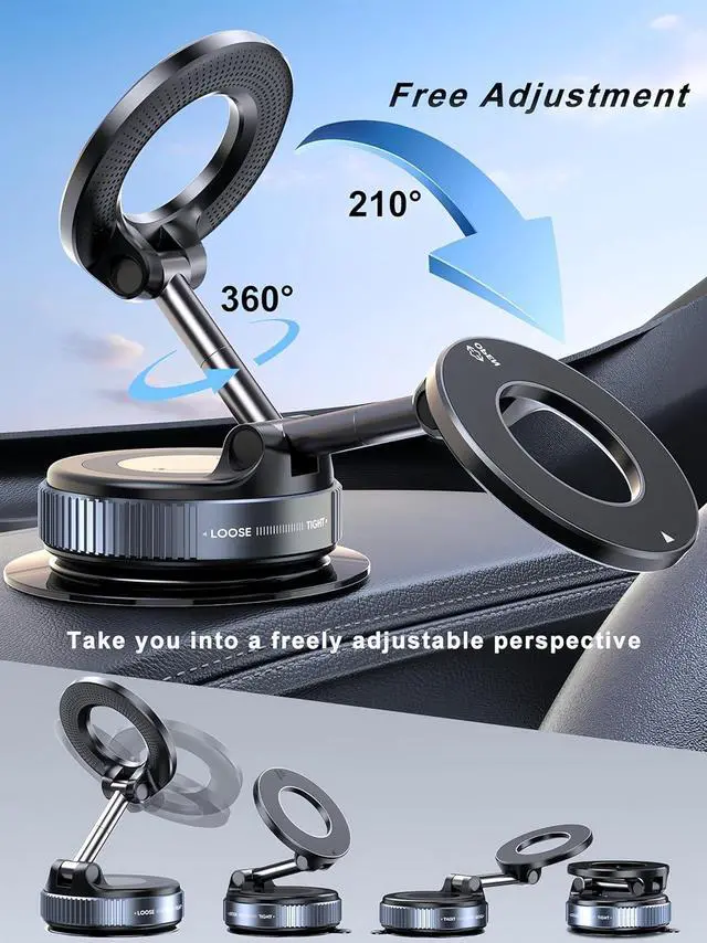 Alt view image 6 of 7 - Upgraded 360 Vacuum Magnetic Phone Holder Magnetic Car Phone Mount Hands-Free Suction Cup Phone Holder for Car/Gym/Mirror/Shower Car Mount Compatible with iPhone 16 Pro Max/Android
