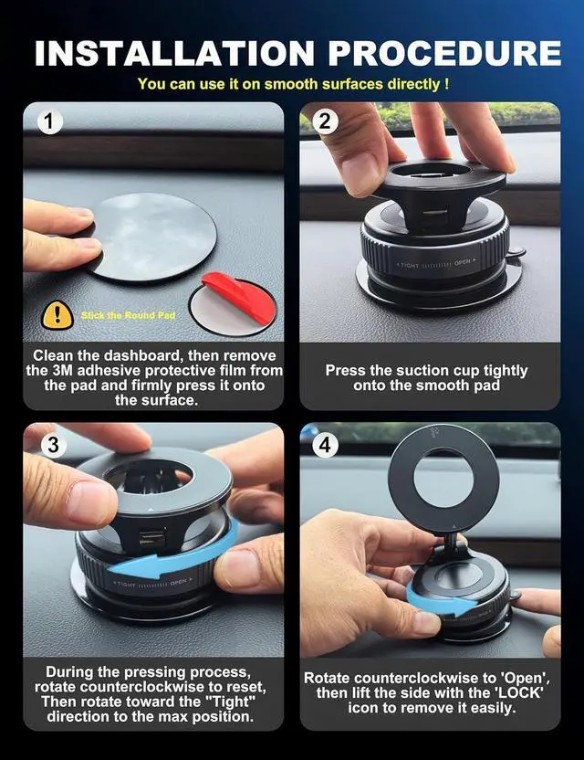 Alt view image 7 of 7 - Upgraded 360 Vacuum Magnetic Phone Holder Magnetic Car Phone Mount Hands-Free Suction Cup Phone Holder for Car/Gym/Mirror/Shower Car Mount Compatible with iPhone 16 Pro Max/Android