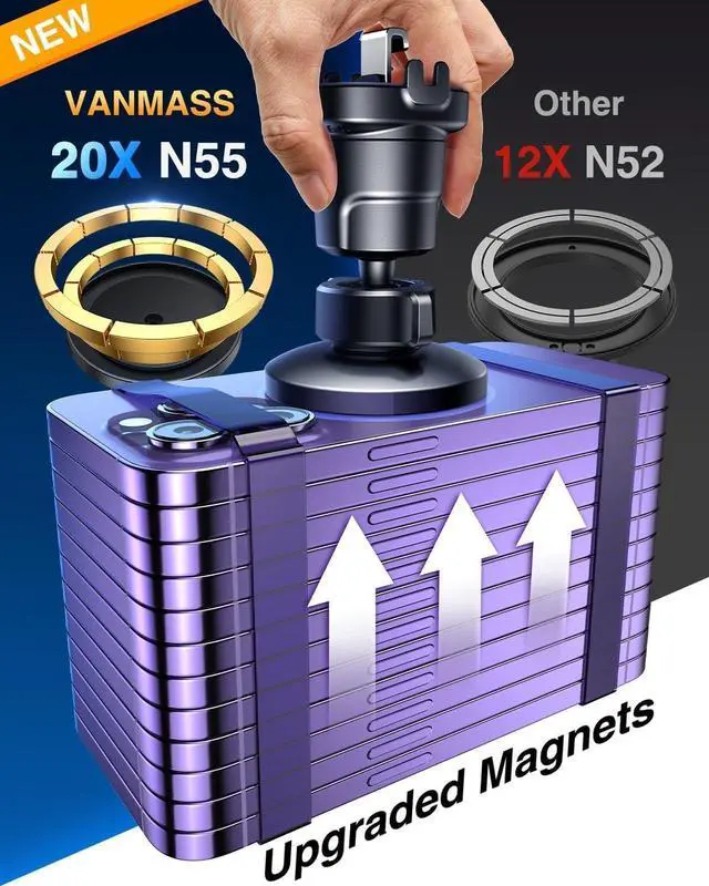Alt view image 2 of 7 - VANMASS for MagSafe Car Mount2025 Upgraded TOP Magnet & Clip HookMagnetic Cell Phone Holder for Vent, Universal Cellphone Stand Truck Cradle Accessories for iPhone 16 15 14 13 12 11 Android Samsung