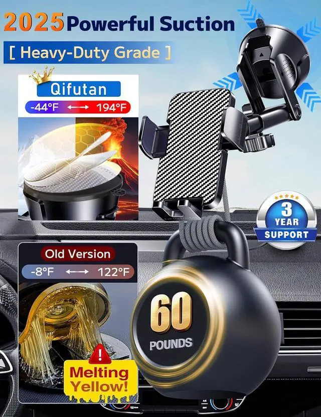 Alt view image 3 of 7 - Qifutan Dash Mounted Holders Phone Holders for Your Car Phone Mount for Car Windshield Dashboard Air Vent Universal Hands Free Automobile Cell Phone Holder Fit for iPhone Smartphone