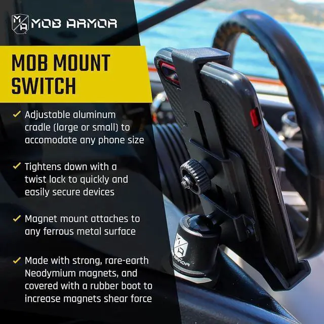 Alt view image 2 of 7 - Mob Armor Heavy Duty Magnetic Phone Mount for Car - Universal Car Phone Holder for iPhone & Android, Strong Magnet for Off-Road & Commercial Vehicles, Cell Phone Car Accessories for Women & Men