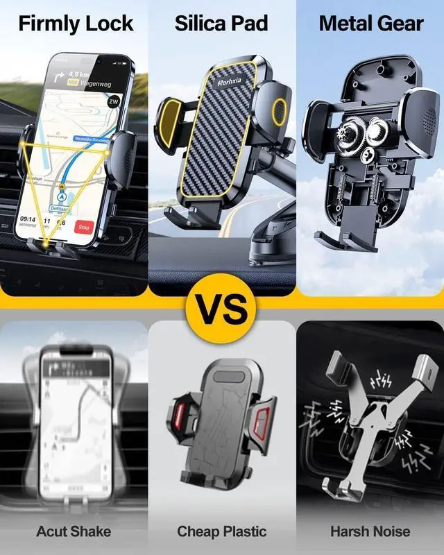 Alt view image 5 of 7 - 3-in-1 Phone Holders for Your Car [2025 Most Stable and Flexible Suction Cup] Vent Dashboard Windshield Cell Phone Car Mount Fit for iPhone  All Phone