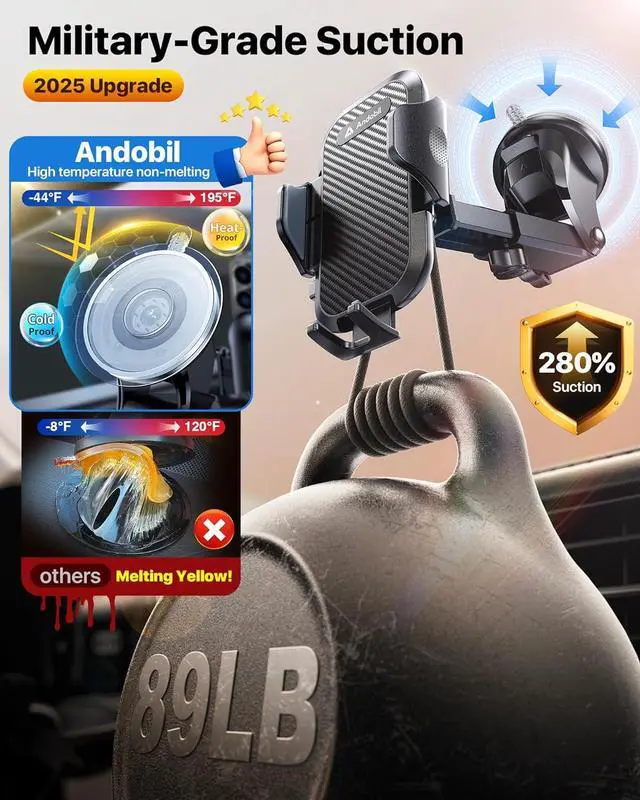 Alt view image 4 of 7 - Car Phone Holder Mount (Strong Suction&Bumpy Road Stable) Phone Holders for Your Car Cell Phone Car Mount for Windshield Dash Vent Truck Cradle Stand for iPhone 16 15 Pro Max 14 13 12