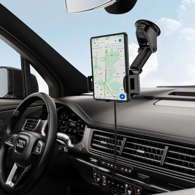 Alt view image 2 of 7 - Wireless Car Charger Mount 15W Dual Coil Rotatable Car Phone Holder Wireless Charger for  Galaxy Z Fold 6/5/4/3/2 Z Flip S25/S24/S23/S22 Series and iPhone Car Charger Included