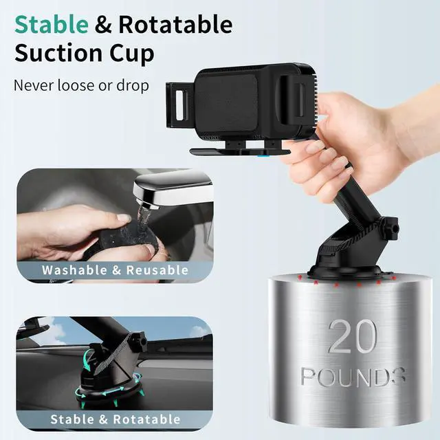 Alt view image 7 of 7 - Wireless Car Charger Mount 15W Dual Coil Rotatable Car Phone Holder Wireless Charger for  Galaxy Z Fold 6/5/4/3/2 Z Flip S25/S24/S23/S22 Series and iPhone Car Charger Included