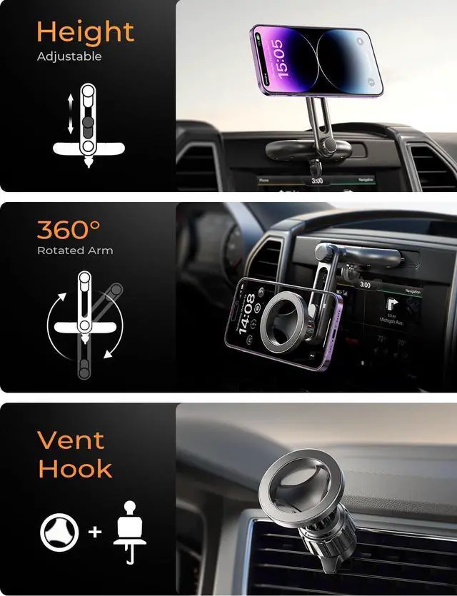 Alt view image 2 of 7 - for MagSafe CD Phone Holder for Car Mount [Angle Adjustable] Magnetic Phone Holder for iPhone Magsafe Car Mount CD Slot Hands Free CD Player Phone Mount for iPhone 15 Pro Max Plus Galaxy