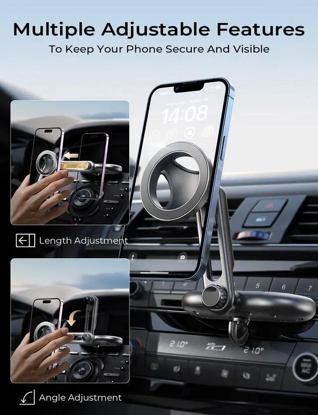 Alt view image 5 of 7 - for MagSafe CD Phone Holder for Car Mount [Angle Adjustable] Magnetic Phone Holder for iPhone Magsafe Car Mount CD Slot Hands Free CD Player Phone Mount for iPhone 15 Pro Max Plus Galaxy