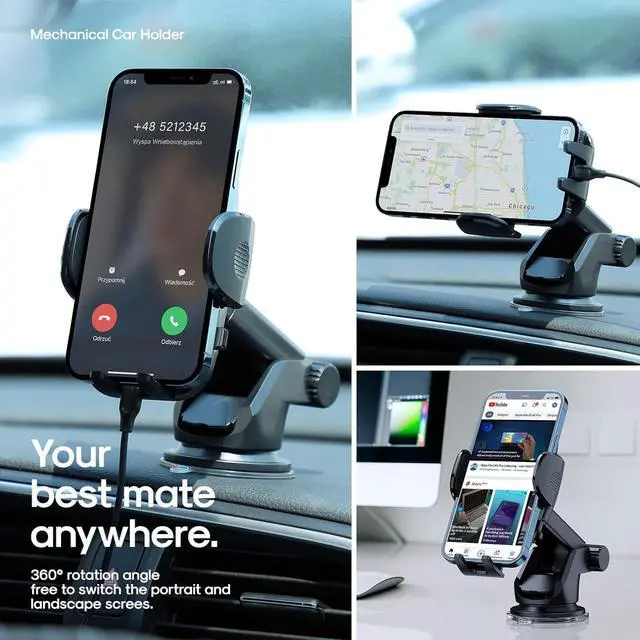 Alt view image 2 of 7 - Universal Car Phone Holder[Strongest adsorption] Upgraded Version 3 in 1 car Dashboard air Vents Windshield Phone Holder for iPhone Android  Google and All Other Smartphones