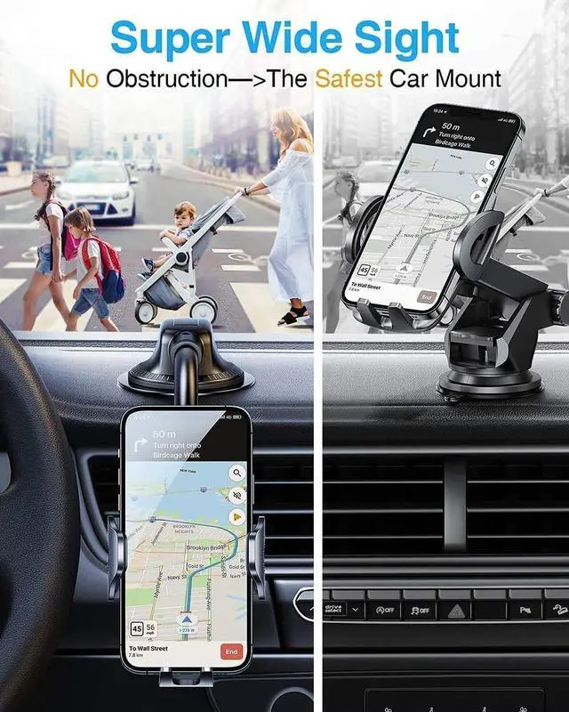 Alt view image 4 of 7 - Universal Car Phone Holder[Strongest adsorption] Upgraded Version 3 in 1 car Dashboard air Vents Windshield Phone Holder for iPhone Android  Google and All Other Smartphones